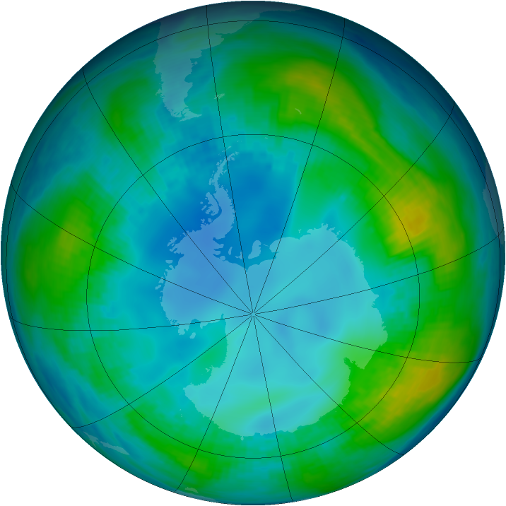 Antarctic ozone map for 12 May 1990